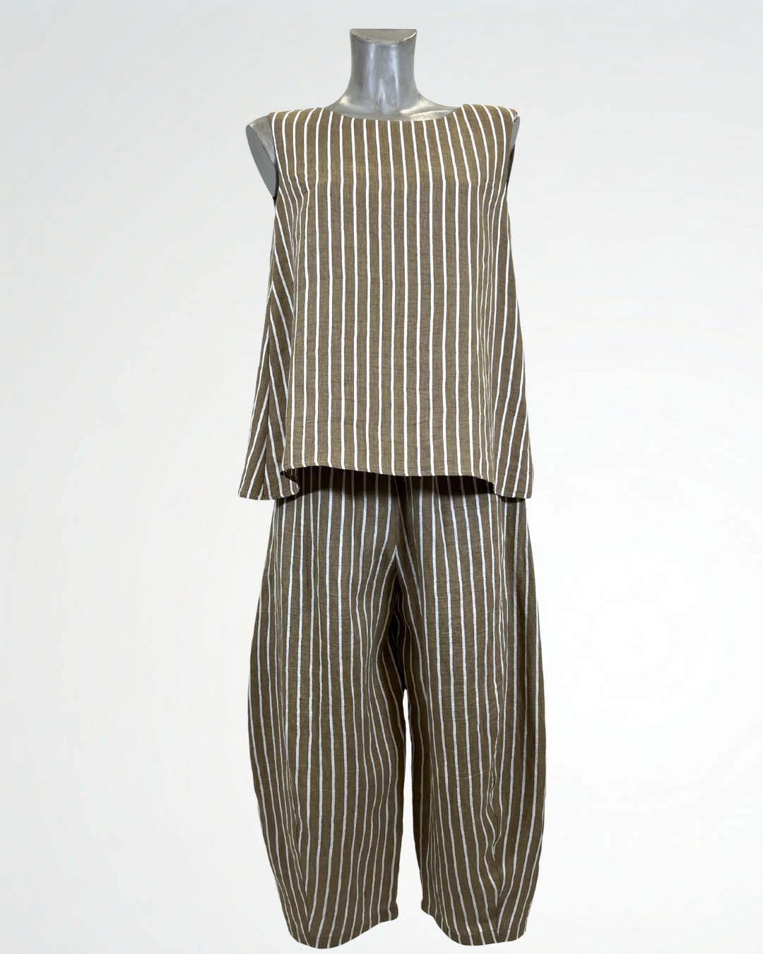 Top in lino a righe