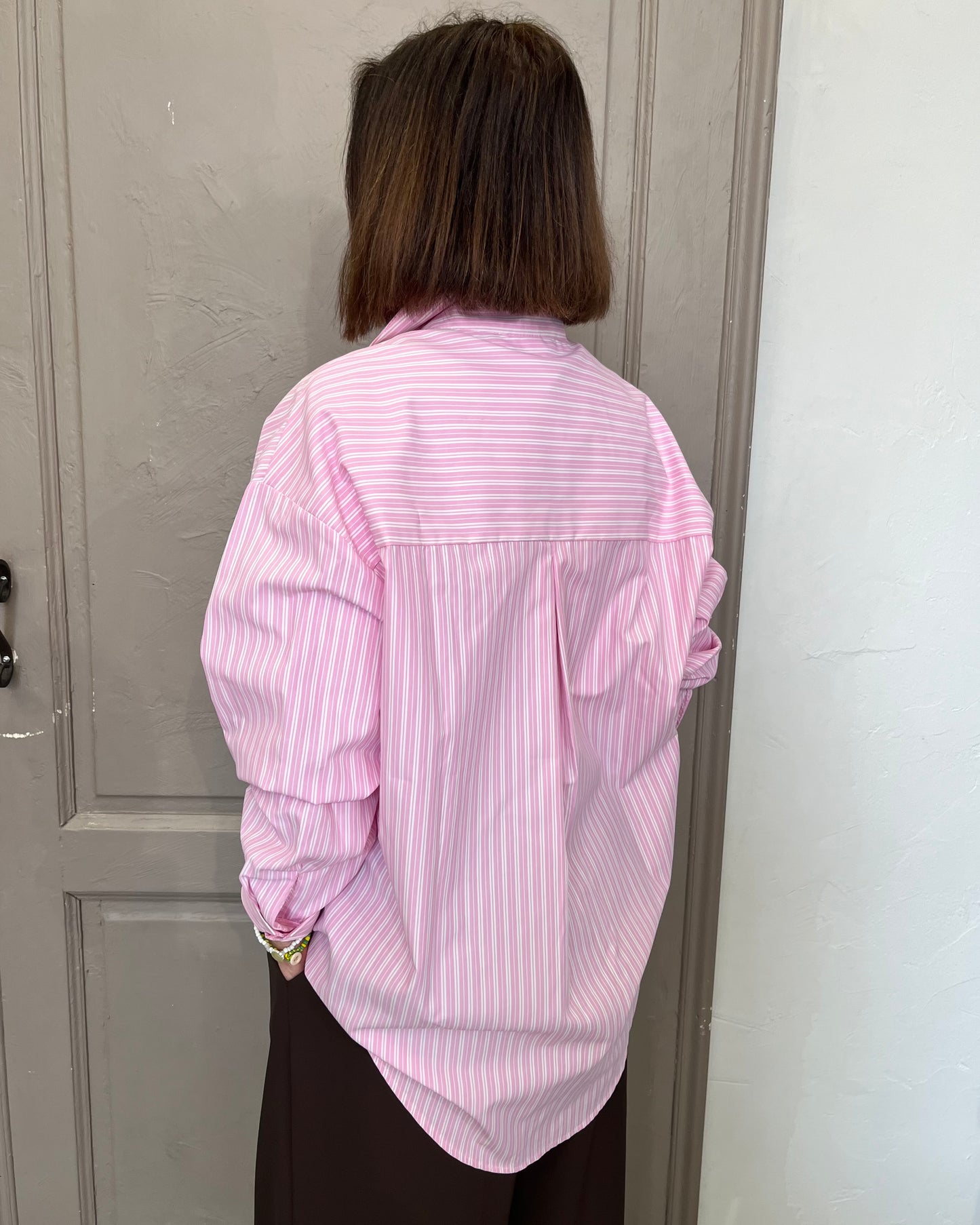Camicia over righe | Rosa