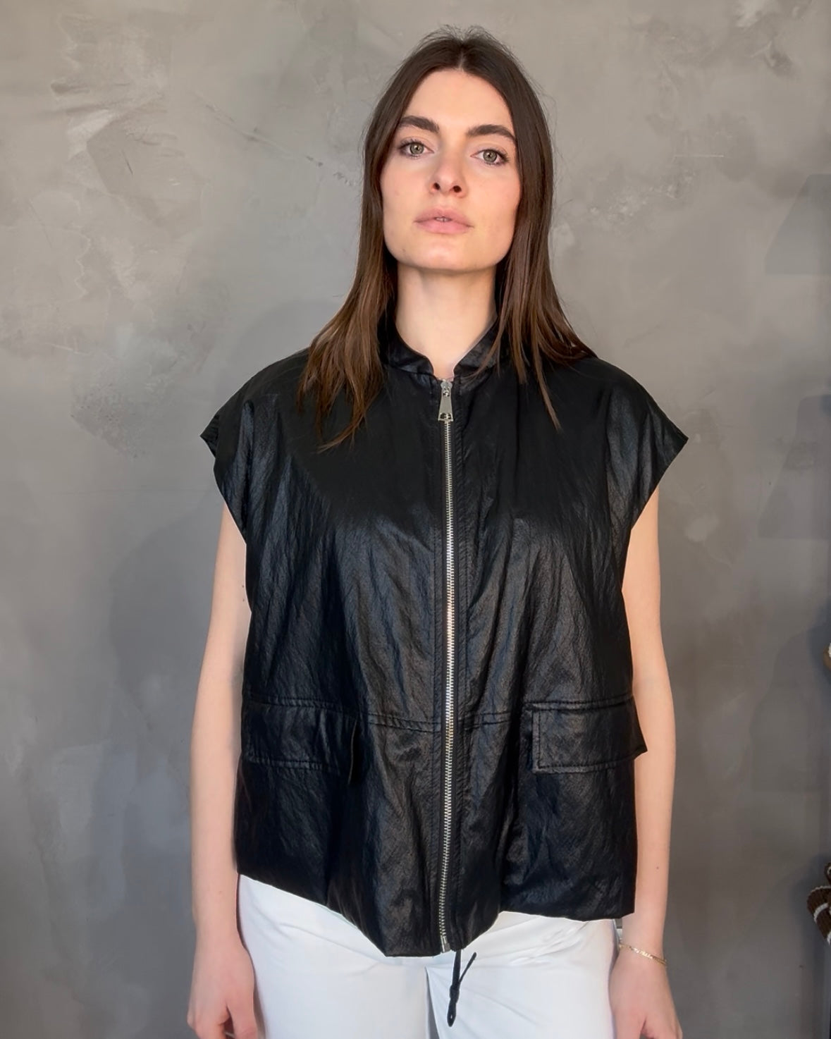 Gilet effetto pelle | Nero