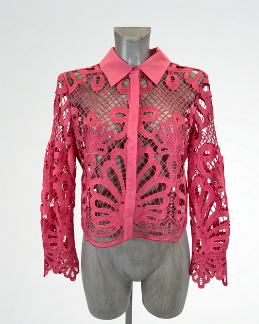 Camicia in pizzo rosa