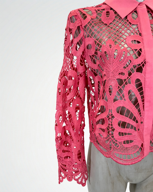 Camicia in pizzo rosa
