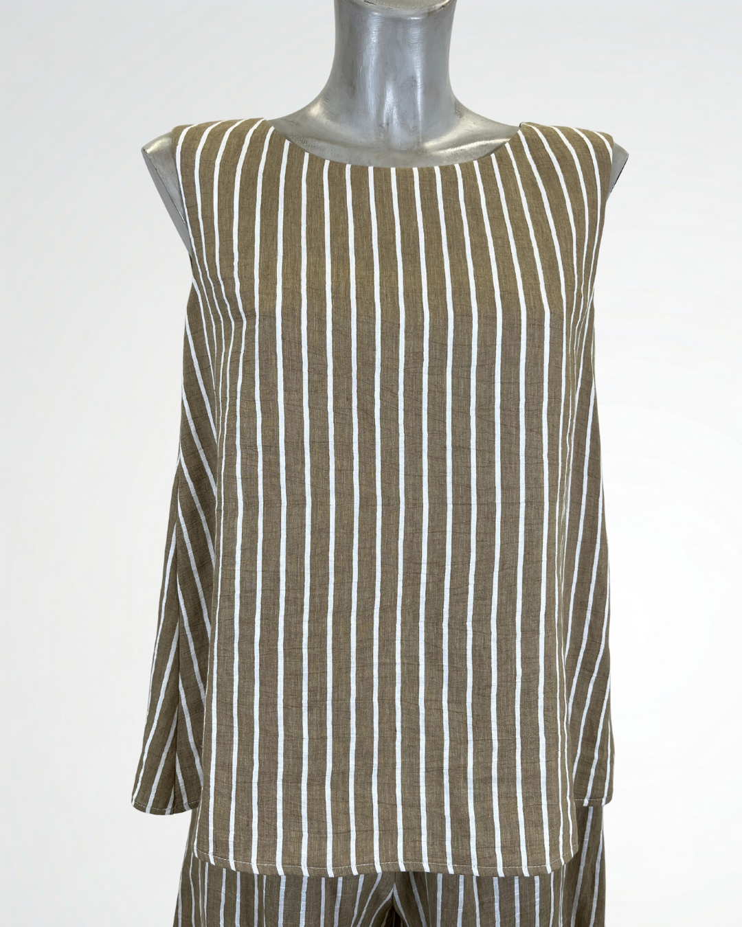Top in lino a righe