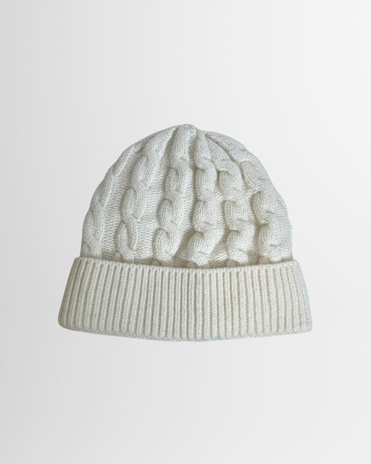 Berretto a costine bianco