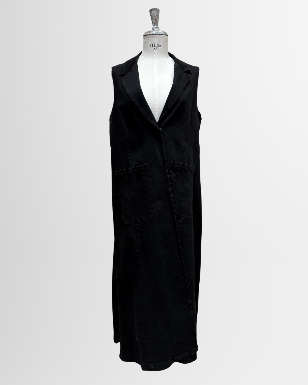 Gilet lungo denim nero