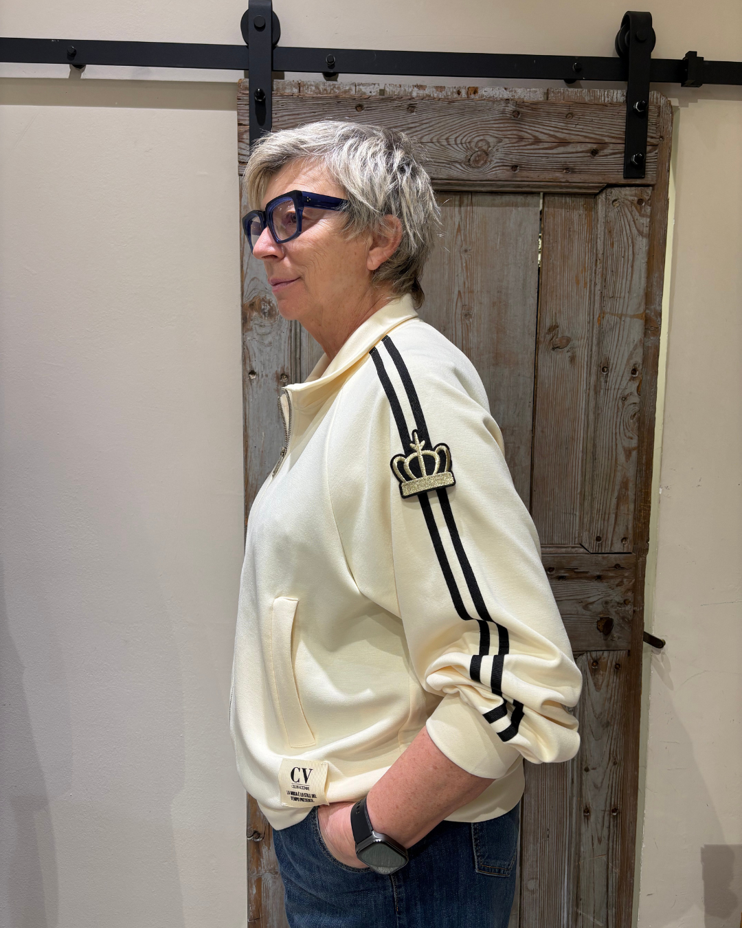 Felpa panna con zip