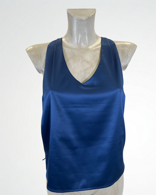 Top in raso blu