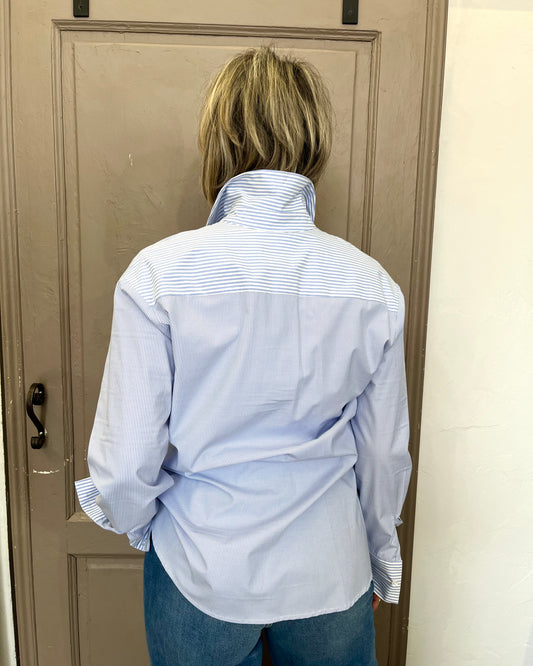 Camicia a righe con dettagli a contrasto | Azzurra