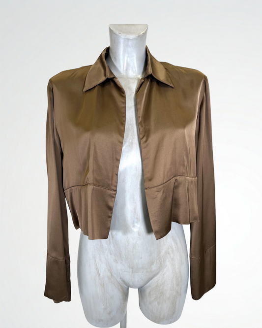 Giacca camicia in raso kaki