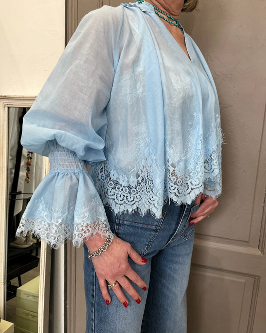 Blusa Calla con pizzo | Azzurra