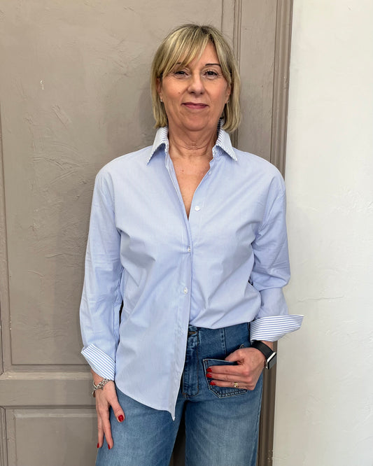 Camicia a righe con dettagli a contrasto | Azzurra