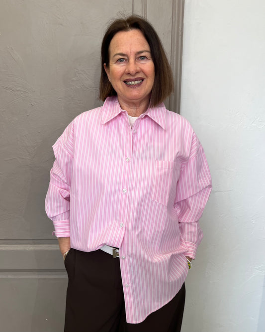 Camicia over righe | Rosa