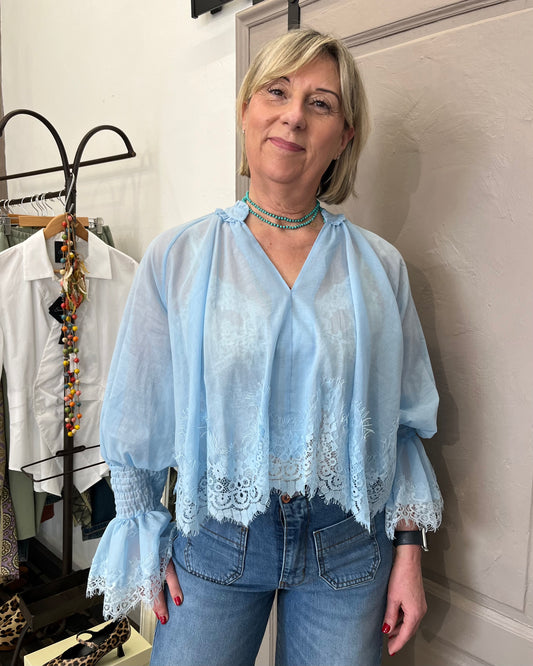 Blusa Calla con pizzo | Azzurra