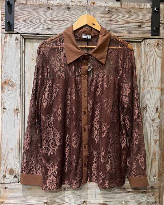 Camicia Pizzo Marrone | Curvy