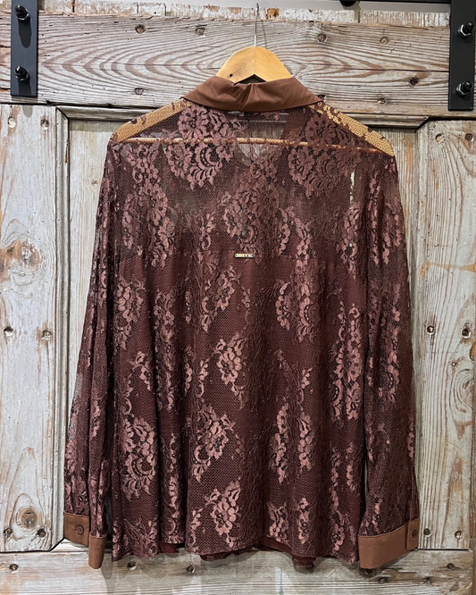 Camicia Pizzo Marrone | Curvy