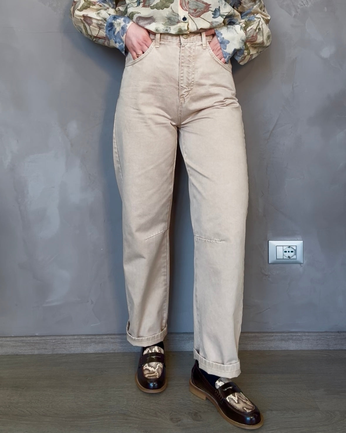 Pantalone Barrel | Beige