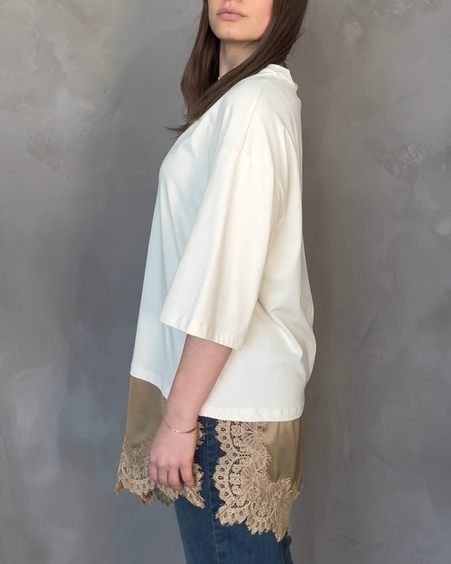 T-shirt Raso e Pizzo