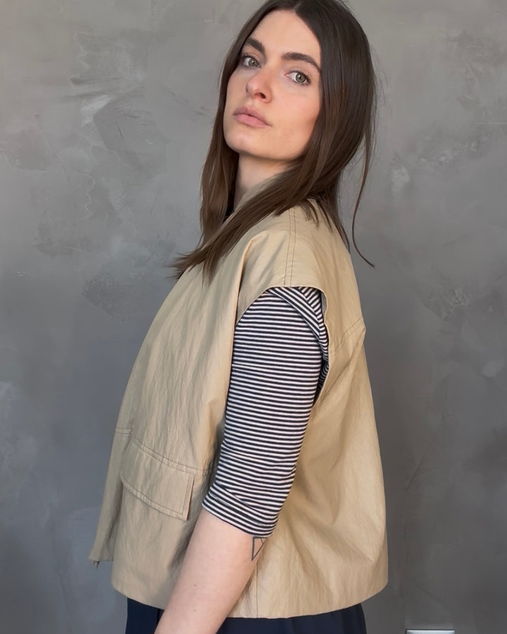 Gilet effetto pelle | Cammello