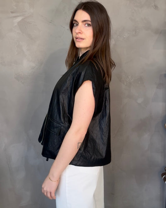 Gilet effetto pelle | Nero